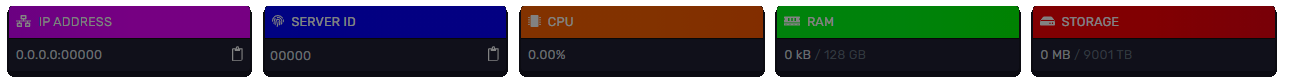 DuckPanel console displaying live server resource information