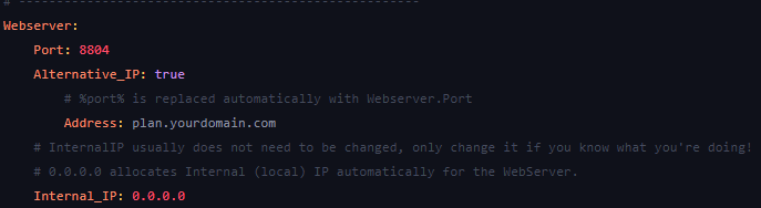 PLAN configuration with the public domain and proxy keystore path